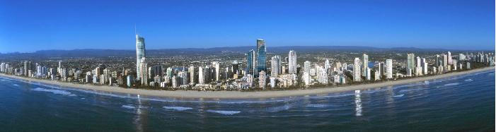 Surfers Paradise, Gold Coast, aerial panorama
